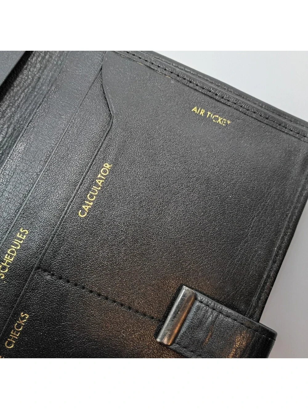 Black Cowhide Leather Travel Wallet Travelers Checks Airline Tickets Etc
